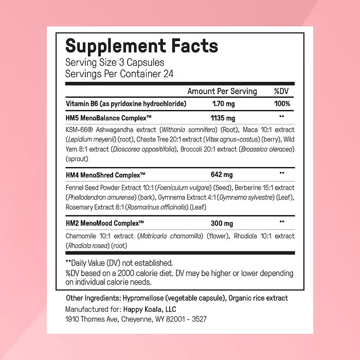 Happy Mammoth Meno Daily Menopause Vitamins & Supplements for Women (*Not Hormone Harmony), Boost Metabolism, Healthy Skin, Hair and Nails, Hot Flash, Mood Support, 72 Caps