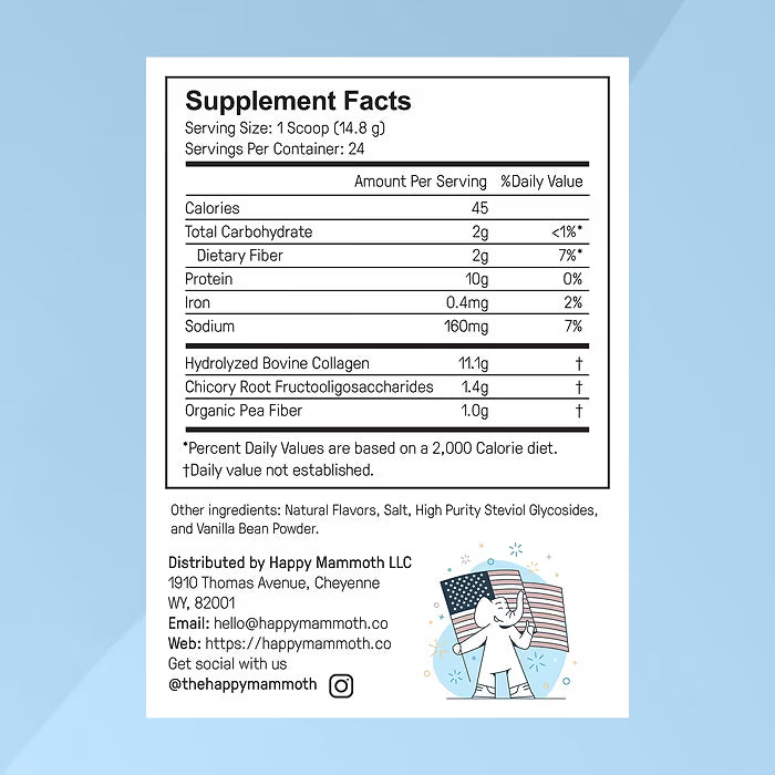 Happy Mammoth NewSlim SuperGreens with Spirulina, Chlorella & Prebiotics Blend for Adults, Supports Metabolism, Energy & Reduces Carb Cravings, 24 Servings, Vanilla Flavor