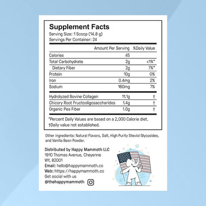 Happy Mammoth NewSlim SuperGreens with Spirulina, Chlorella & Prebiotics Blend for Adults, Supports Metabolism, Energy & Reduces Carb Cravings, 24 Servings, Vanilla Flavor